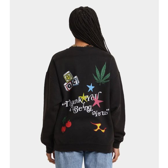 NEW Goat Crew Black Thank You for Being You Graphic Sweatshirt Size S - Picture 4 of 10